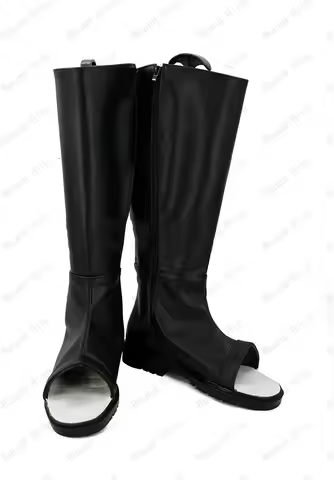 JP ANIME Haruno Sakura Hinata Hyuga Cosplay Costume Shoes Black Handmade Faux Leather Boots