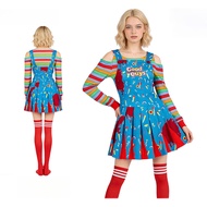 New Style Chucky Cosplay Costume - Blue Ladies Halloween Dress