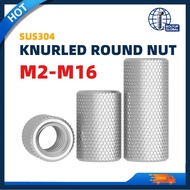 304 stainless steel elongated cylindrical knurled nut, hand-screwed reticulated link adjustment nut 
