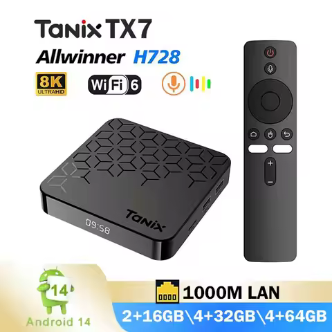 TANIX TX7 Smart TV Box Android14.0 TV BOX 8K 4K@60fps 4G 32G 64G 1000M/LAN Wifi6 BT5.0 AV1 HDR10+ Me