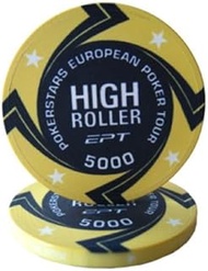 Fiches Ceramic EPT European Poker Tour High Roller Replica Value 5000 for Poker Tournament Games Bli