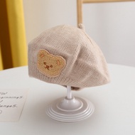 Bé họa sĩ Mũ beret gấu hàn quốc thu đông bé trai cô gái ấm đan Beanies ngoài trời Windproof dễ thươn