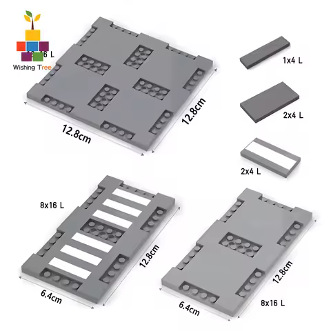 High-Quality Grey City Road Baseplate Building Blocks with Pedestrian Crossing Tiles Compatible with