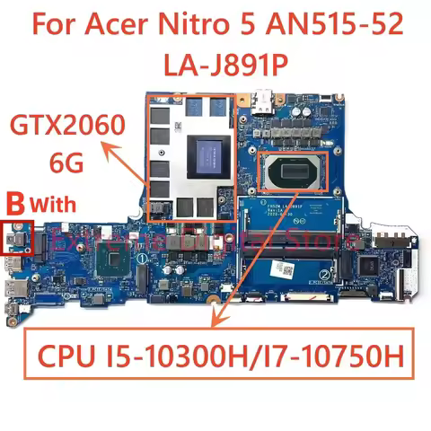 LA-J891P MAIN BOARD For Acer Nitro 5 AN515-52 PH315-53 Laptop Motherboard With I5 I7-10TH CPU GTX166