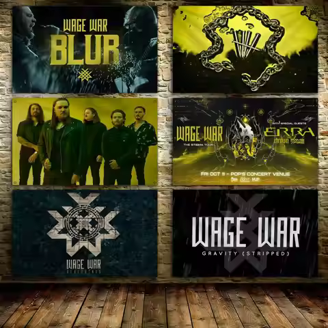 W-WAGE WAR Rock Flags 3x5 Ft custom Banner for Garage Door room decor Wall Out Decoration With Metal