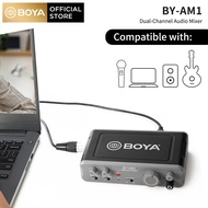 BOYA BY-AM1 Dual-Channel เครื่องผสมเสียง USB อินเตอร์เฟซเครื่องเสียง6.35มม./XLR Combo อินพุต6.35มม.หูฟังและสายเอาต์พุต48V Phantom Power เสียงสดสตรีมมิ่ง