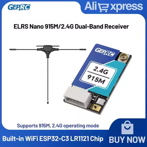 GEPRC ELRS Nano 915M/2.4G Dual-Band Receiver Refresh Rate up to 1000Hz Built-in WiFi ESP32-C3 LR1121