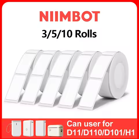 NiiMBOT D110 White Sticker Label Thermal Sticker 3/5/10 Rolls Paper For D11 D101 Niimbot Mini Portab