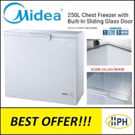 MIDEA 250L nett 190L CHEST FREEZER with Built-In Sliding Glass Door (WD-252GW / WD252GW)