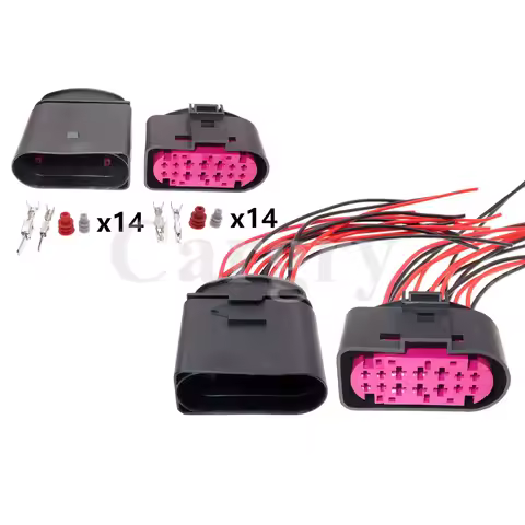 1 Set 14P 1J0973837 AC Assembly Auto Male Female Docking Waterproof Socket For Audi VW Car LED Headl
