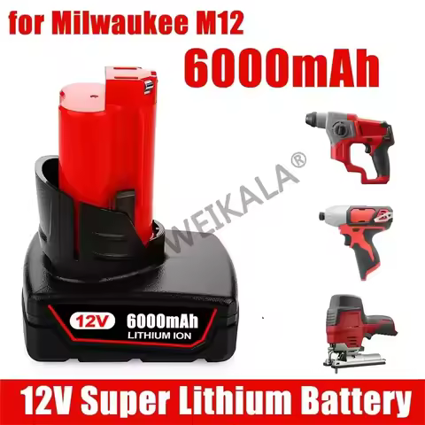 12V 6Ah Li-ion Battery for Milwaukee 12V Tools M12 12V M12B6 XC 6.0Ah Cordless Drill Lithium-Ion Bat
