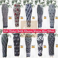 Ren1 (BunGO) Rok Plisket Batik Bawahan Kebaya Warna Abu/Silver Terbaru