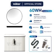 [VATER] 60WH Round Mirror Aluminium Bathroom Cabinet Ceramic Basin Sink Bathroom Basin Toilet Sink Basin Cabinet Tandas