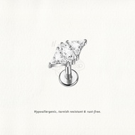Nora Ana Marquise Triangle Zircon Threaded Stud Flatback Earring Titanium ASTM-F136 Surgical Implant