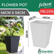 FELTON Square Pot FBL2516 58cm Pasu Bunga Plastic | White Brown Grey | Indoor Outdoor Plant Flower P