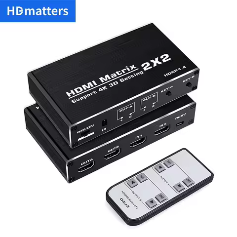 4K HDMI Matrix Switch 2X2 Splitter Switcher HDMI in 2 out Matrix Switch Matrix HDMI 4K 30Hz HDCP 1.4