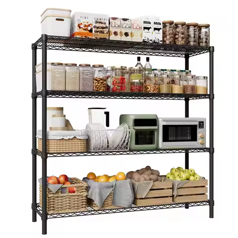 Metal Shelving 4-Tier 5-Tier Storage Shelves, 72"H/59.06"H x 17.72"W x 47.2''L Garage Wire Shelf | W
