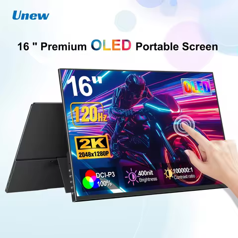 16 Inch touch OLED Monitor 120Hz 2048×1280 VESA Mount Type-C HDMI External Screen for Laptop PS5 Gam