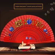 B. b.Double Sided Easy Opening Closing Folding Fan Group Cheongsam Retro Fan Catwalk Dancing Big Red