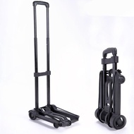 Foldable Hand Truck Trolley 25kg Load Heavy Duty 4 Wheels Extendable Platform Cart Black Portable Lu