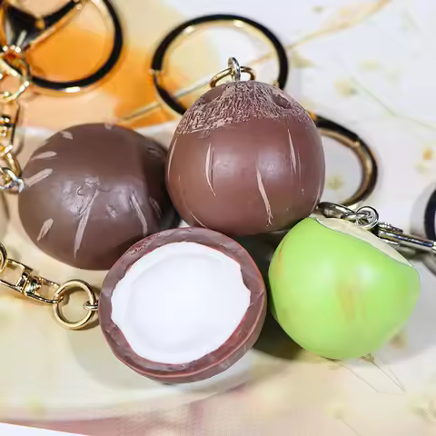 Coconut Keychain Simulation Food Pendant