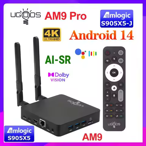 UGOOS AM9 PRO TV BOX Android 14 Set Top Box Amlogic S905X5-J LPDDR5 Supoprt AI-SR 4K HDR WiFi6 BT 10