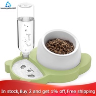 【KEX】-Dog Cat Bowls, Tilted Cat Food and Water Bowl Set, Raised Ceramic Cat Bowl with Automatic Water Dispenser Bottle