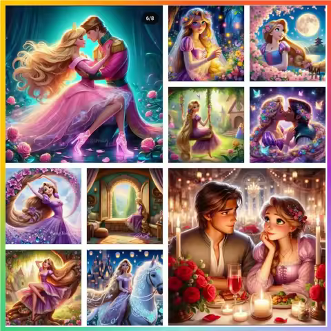 Long Hair Disney Rapunzel Princess Canvas Artificial Embroidery Crafts Sale Diamond Painting 5d Stit