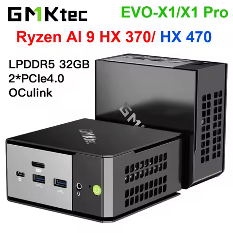 GMKtec EVO-X1 Pro AMD Ryzen Al 9 HX 370/Ryzen Al 9 HX 470 Powerful AI PC CPU+NPU Win11 Pro SSD OCuli