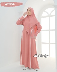 Gamis Set Khimar Aluna Aku Karissa model terbaru lis putih cantik kasual formal kajian syari baju mu