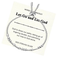 Morse Code Bracelet for Women - 925 Sterling Silver Inspirational Bracelets Adjustable Morse Code Br