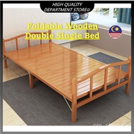 Household Bamboo Wooden Folding Foldable Design Double Single Bed Office Lunch Break Nap Katil Boleh Lipat Pejabat Rehat