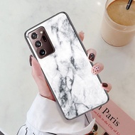 Samsung Galaxy Note 20 Ultra Lite Note20 Note20Ultra 5G Casing Marble Tempered Glass Back Soft Silicone Edge Shockproof Case Cover phone case