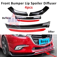 CIVIC FC 16-19 Car Front Skirt Deflector Spoiler Splitter Diffuser Bumper Lip BLACK (3PCS) / BLACK R