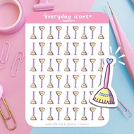 Broom Cleaning Reminder Household Chores Cute Icons Matte Planner Stickers by Appleprints