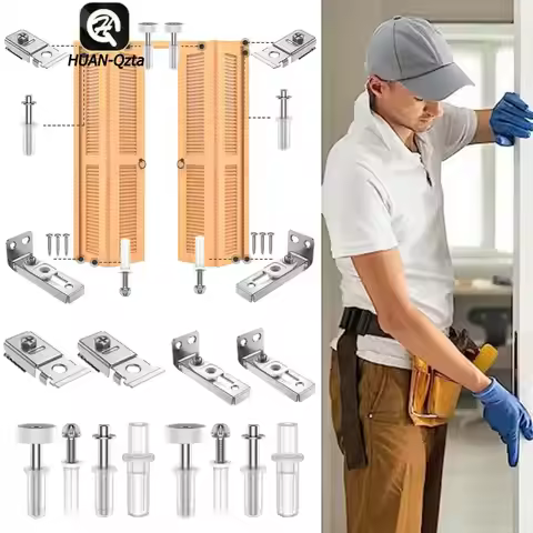2Pcs Bifold Door Hardware Repair Kit with Pivots Bifold Closet Door Hardware Kit Sliding Barn Door H