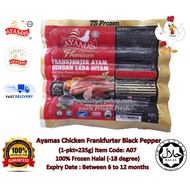 Ayamas Chicken Frankfurter Black Pepper (1pkt=235g) 100% Halal Fresh Frozen (-18 degree) A07