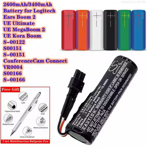 Speaker Battery 2600mAh/3400mAh for Logitech Ears Boom 2,S-00122,S00151,UE Kora Boom,UE MegaBoom 2,U