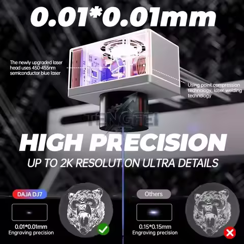 New DAJA DJ7 Engraver CNC 5W Portable DIY Engraving Machine for Painted Metal Leather Wood Glass Pla