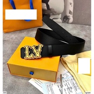 Lv men's belt with gold-plated surface, high-end product, Lv men's belt, pu leather material, anti-r