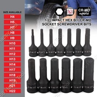 (1pc)1/2" Impact Hex Bit Cr-Mo Socket(4mm-22mm)