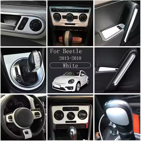 White Interior Styling Center Gear Panel Cover AC Control Moulding Trim for Volkswagen Beetle 2013 2