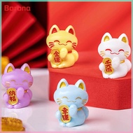 【Borona】 1pc Cute Cartoon Lucky Cat Exquisite Resin Ornament Small Gift Crafts Miniatures Figurines For Home Desktop Ornament Good