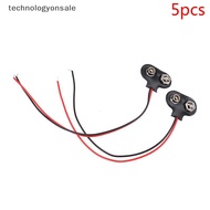 [TEC] 5Pcs Snap 9V (9 Volt) Battery Clip Connector T Type w Cable SG