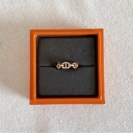 全新愛馬仕 HERMES 豬鼻 戒指18K 玫瑰金 51號 專櫃購入