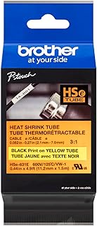 Brother HSe631E 11.2mm (0.44in) Black on Yellow 3:1 Heat Shrink Tube