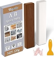 Epoxy Putty, 120g 2 Part Epoxy Fast Repair Wood Filler Sticks for Wood, Hard Plastic, Glass, Ceramic , Metal Filler, Heat Resistant and Waterproof (Brown)