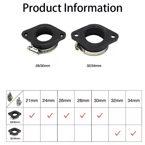 Motorcycle Carburetor Intake Manifold Boot 28/30/32/34mm Engine Carb Adapter Connector Flange