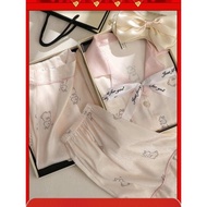 baju tidur wanita seksi baju tidur wanita Baju tidur comel Baju tidur Wanita Musim Panas 2024 Baju Pendek Sutera Ais Baharu Internet Angin Merah Tiga Keping Lounge Saiz Besar