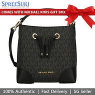 Michael Kors Handbag In Gift Box Crossbody Bag Bucket Bag Mercer Small Drawstring Bucket Messenger Black # 35F2GM9M1B